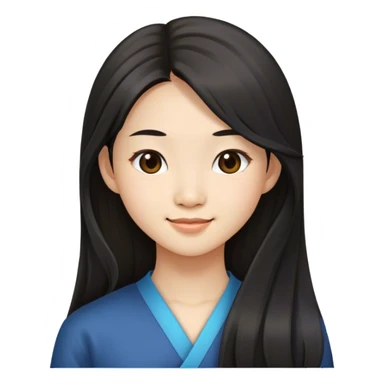 Long hair asian girl smirking sideways sticker