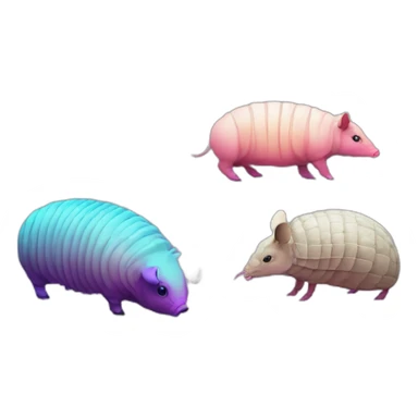 Vaporwave spotted cyan purple gradient pig armadillo cow centipede insect sticker