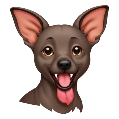 Cinematic Cute Yawning Xoloitzcuintle dog Portrait Emoji, Head tilted slightly with a dramatic, wide-open yawn, showcasing smooth, hairless ebony skin with gently relaxed wrinkles and floppy ears slightly drooping, round dark eyes barely open in drowsy contentment, Simplified yet irresistibly adorable features, highly detailed, glowing with a soft, cozy glow, high shine, relaxed yet expressive, stylized with a touch of whimsy, bright and endearing, soft glowing outline, capturing the essence of a sleepy yet affectionate guardian, so drowsy it feels like it could stretch out of the screen and curl up for a nap! sticker