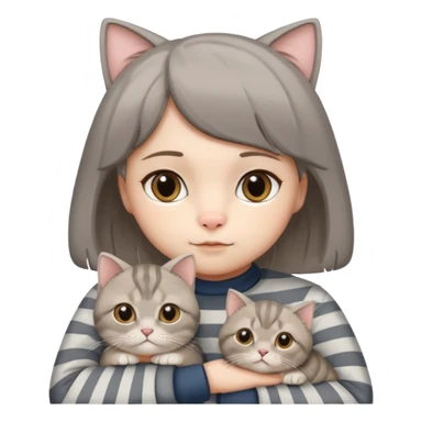 A grey striped Scotch fold with folded ears, a cute cat sticker