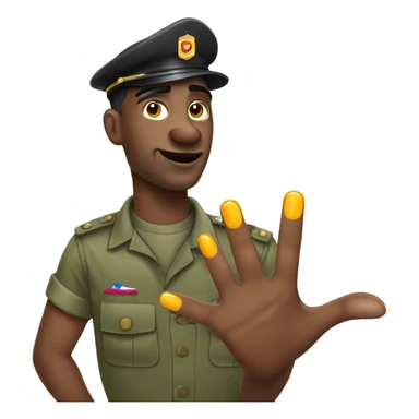 Sassy gay army guy, bent hand with nail polish sticker