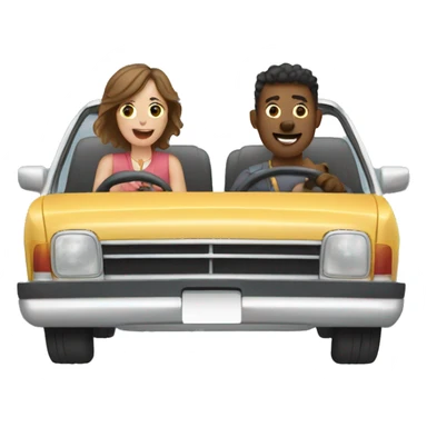 A couple driving with dogs sticker