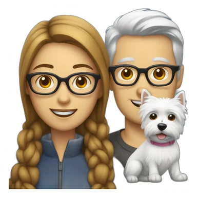 Man with glasses anda woman with a westie dog girl sticker