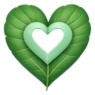  "A minimalist, stylized heart-shaped green leaf with a gentle, curved white bandage or ribbon wrapped around the center. The design should look warm and nurturing. Flat, clean emoji style for natural healing. Transparent background." sticker