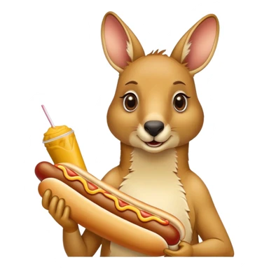 A kangaroo sucking a hotdog sticker