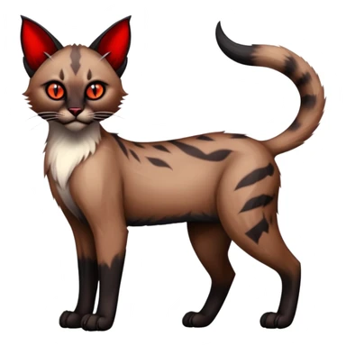 Gothic exotic Red and black and edgy and cute shiny Fantasy-Siamese-Bobcat-Caracal-Lykoi-feline-Fakémon-feline-hybrid (full body) sticker
