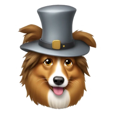 Sable Shetland sheepdog with a poop hat  sticker