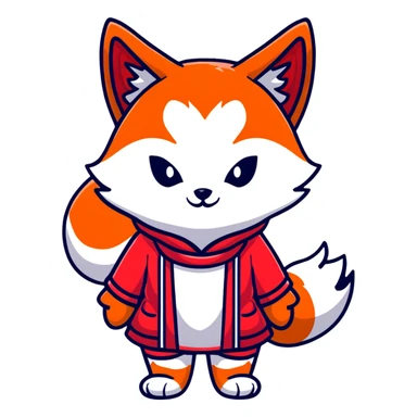 Azur Lane Akagi kitsune girl with red and white outfit and multiple fox tails sticker