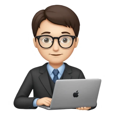 un profesor que este parado con sus lentes y su laptop sticker