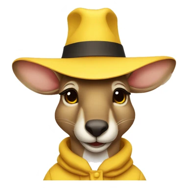 I want a kangaroo dressed in a plain yellow hat with its eyes closed, I want it with just its face sticker