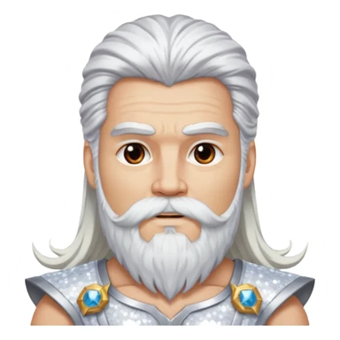 Jupiter, God of Thunder from Gods and Goddesses with long white hair and beard, white sequin outfit sticker