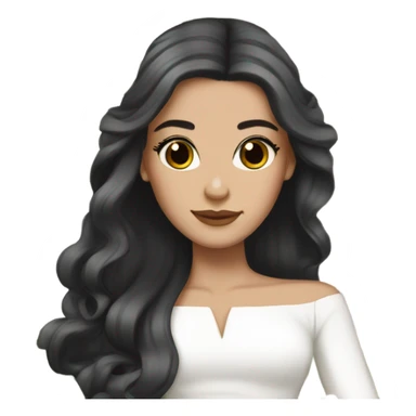 White bride with long black hair and brown eyes with light pink peonies in hair white skin sticker