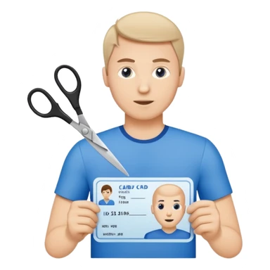 Scissors cutting a man ID card in 2 parts.hyper realistic sticker