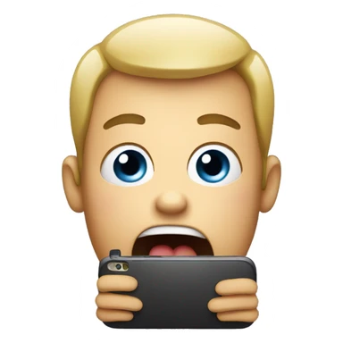 emoji with shock emotion holding smartphone sticker