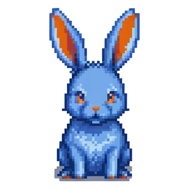 blue rabbit, pixelated blue bunny sticker