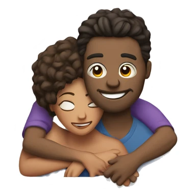The couple is lying in an embrace and watching a movie on a laptop sticker