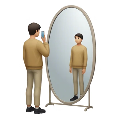 A person looks into a mirror, but instead of their own face, they see a larger figure watching them—distant, imposing, and unreadable. As they step back, the reflection fades, revealing only themselves. They turn away, realizing the power was never in the reflection but in walking away. sticker