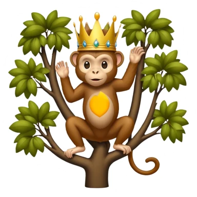 Kral taçlı ağaca çıkmış maymun sticker