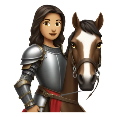 Brunette woman knight with a horse  sticker