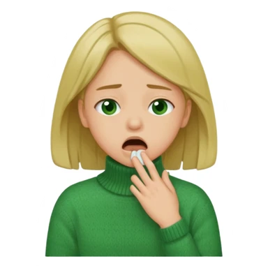 girl has sore throat in green sweater sticker