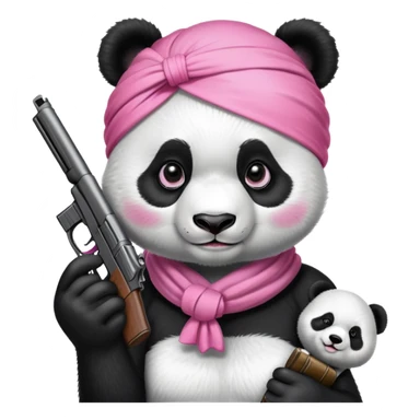 panda with pink headscarf and gun sticker