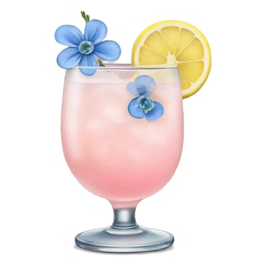 Ice pink lemon cocktail with blue small flowers  sticker