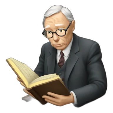 old charlie munger reading a book while thinking sticker