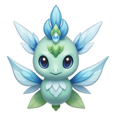 elemental icy floral ethereal glacial Axew-Rufflet-Brionne-Celebi-Pokémon-Fakémon-hybrid-creature sticker