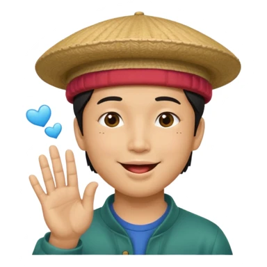 asian man in asian hat blowing a kiss sticker