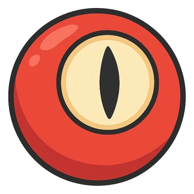 vibrant toon style red round eyeball with black sharp pupils sticker