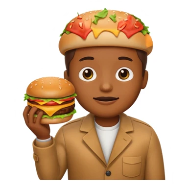 pleading emoji holding burger sticker