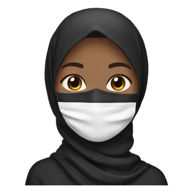 Emoji , girl , black hijab , black N95 mask ,creamy white, soft purple .  sticker