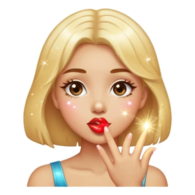 Girl sending a kiss with sparkles  sticker