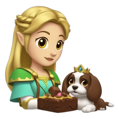 Princess Zelda with chocolate puppie sticker