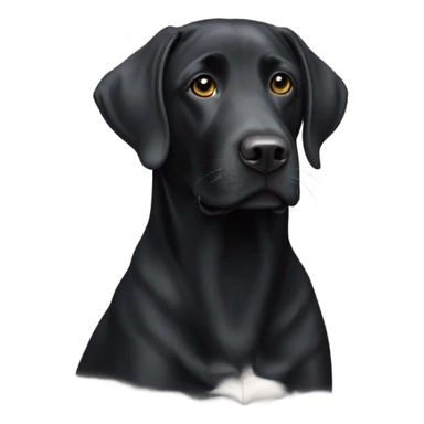 Black lab with white chest sticker