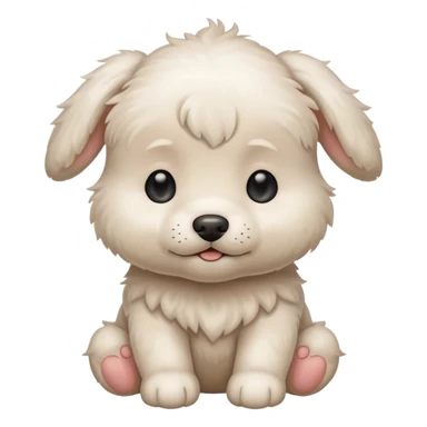a white cute baby dog with a small gray stain on one eye sticker