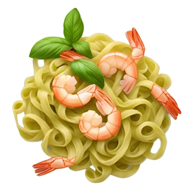 The plate of Italian pasta pesto with shrimps sticker