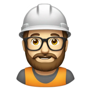 brown hair beard glasses hardhat square-shirt sticker