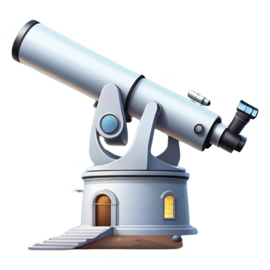 An icon featuring an observatory with a giant telescope, set against a starry sky. The design includes visible planets, distant stars, and galaxies, symbolizing the study of astronomy and celestial exploration. Transparent background highlights the wonder of the universe. sticker