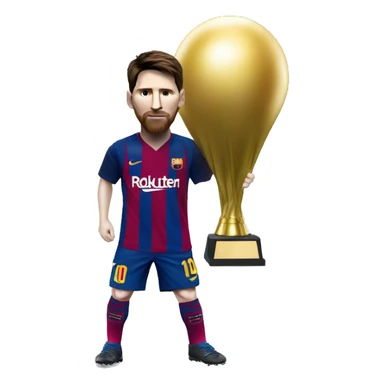 lionel Messi with the super ballon dork trophy sticker