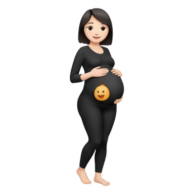 femme belly stuffing enceinte legging noir  sticker