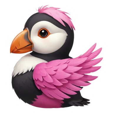pink puffin wind puff sticker