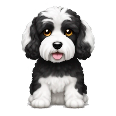 White face dog with black ears, Malti poo breed sticker