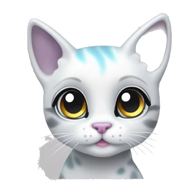 ethereal cute white and grey cat littlest pet shop lisa frank style sticker