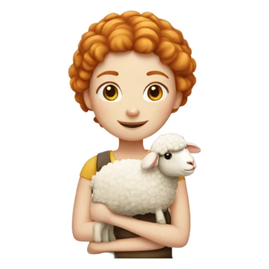 Ginger girl with a sheep  sticker