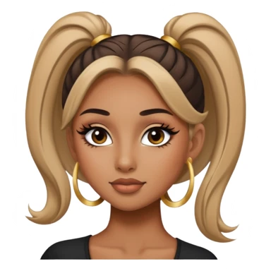 A girl with a tan skin tone with makeup and eyeliner with a high ponytail sticker