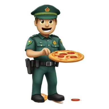 un guardia civil comiendo pizza sticker