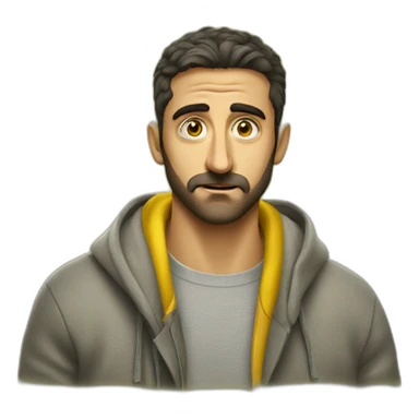 Armenian men in yellow sweatshirt shocked looking at kamera sticker