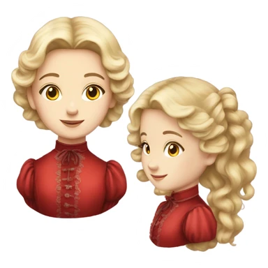 Victorian era girl blond and long hair red dress sticker