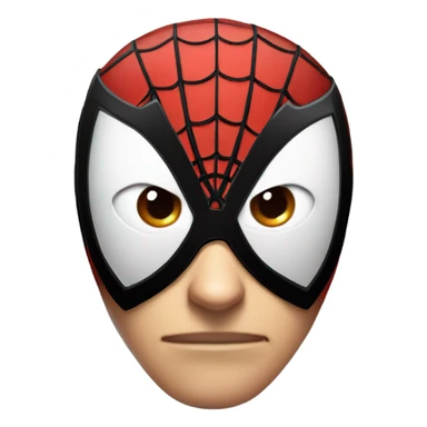 "A rounded Spider-Man face emoji with a red mask, black webbing, large white almond-shaped eyes outlined in black. Neutral expression, sleek comic-book style, transparent background, and clean design." sticker